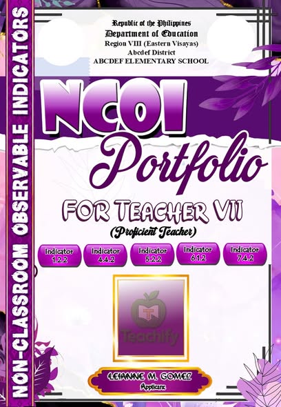 Purple NCOI Portfolio Package for Reclass to Teacher IV–VII_Fully Editable in MS Powerpoint