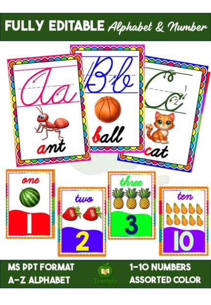 Cursive Alphabets and Numbers in English_Fully Editable in MS Powerpoint