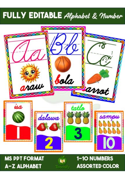 Cursive Alphabets and Numbers in Filipino_Fully Editable in MS Powerpoint
