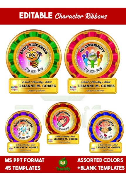 Character Ribbons for K-3_MS Powerpoint Editable