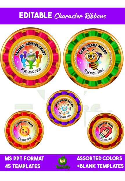 Character Ribbons_MS Powerpoint Editable