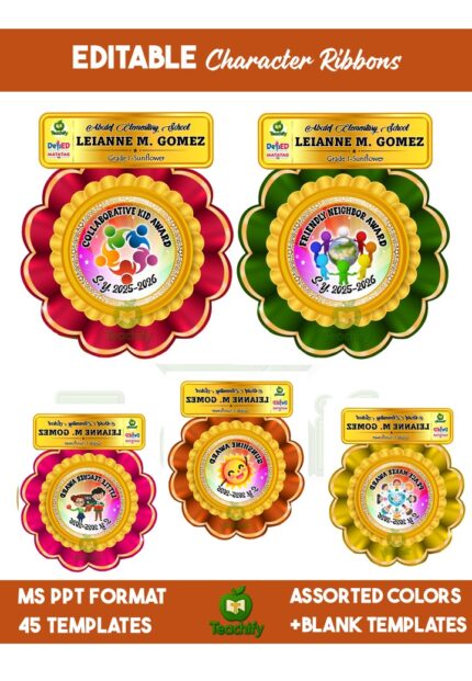 Award for K-3 Character Traits_Medal_MS Powerpoint Editable