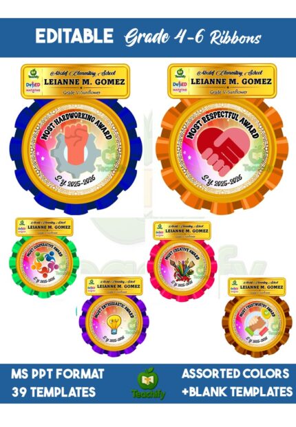 Award for Grade 4-6 (Medal)__MS Powerpoint Editable
