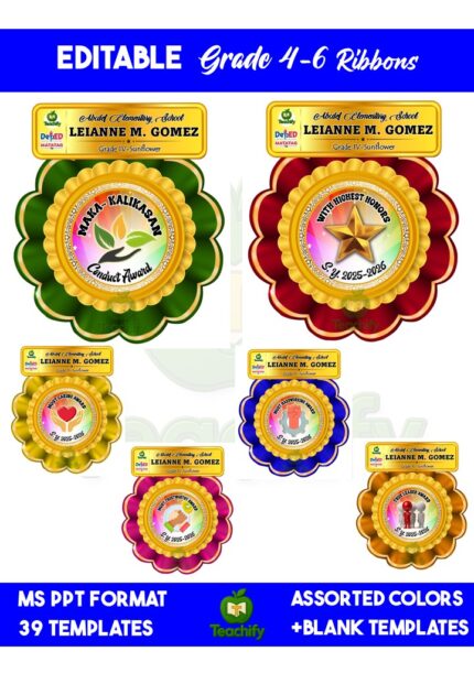 4-6 Award_Flower Medal_MS Powerpoint Editable